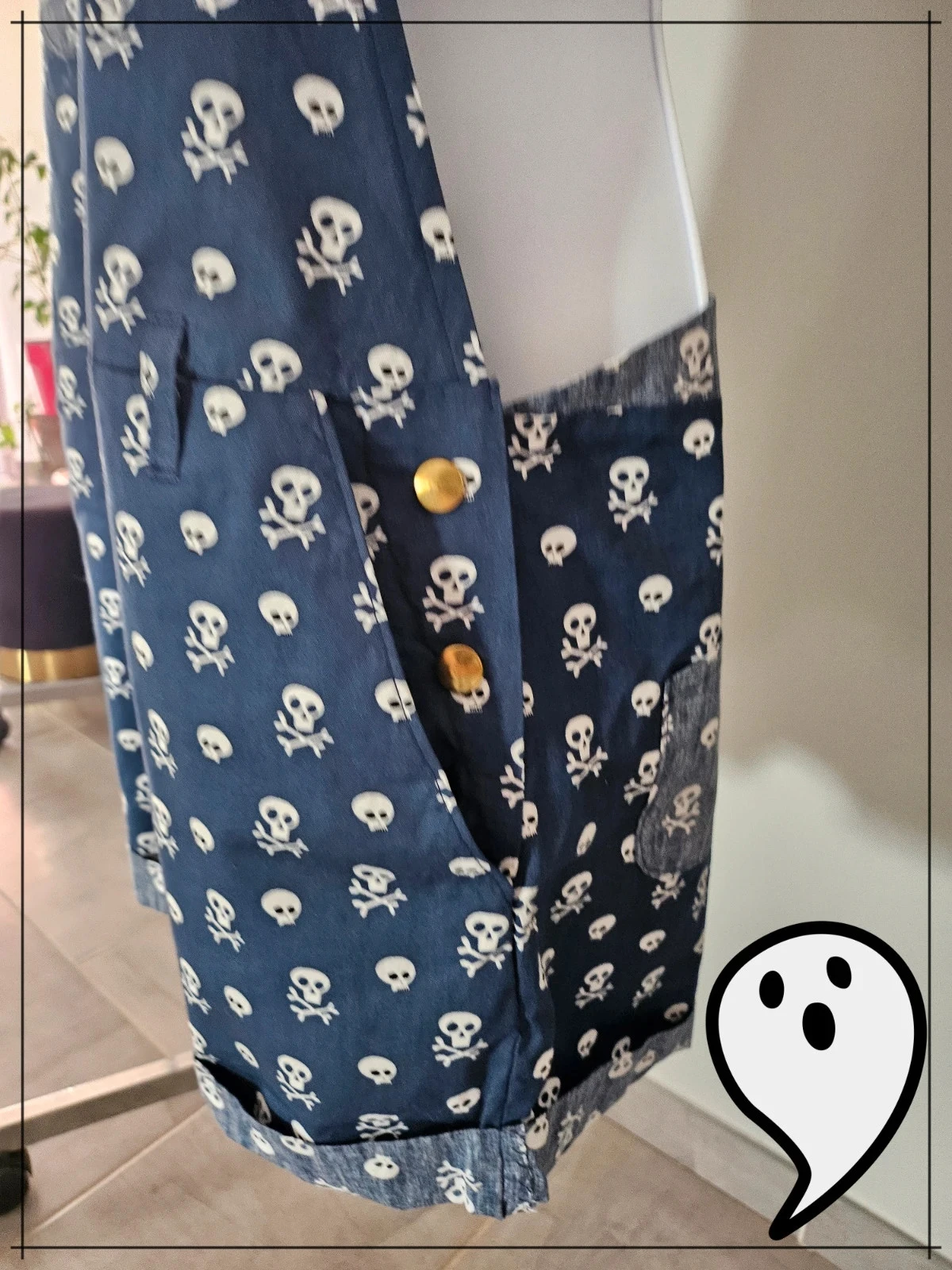 handgemaakte combi short met schattige doodshoofd – photo 3
